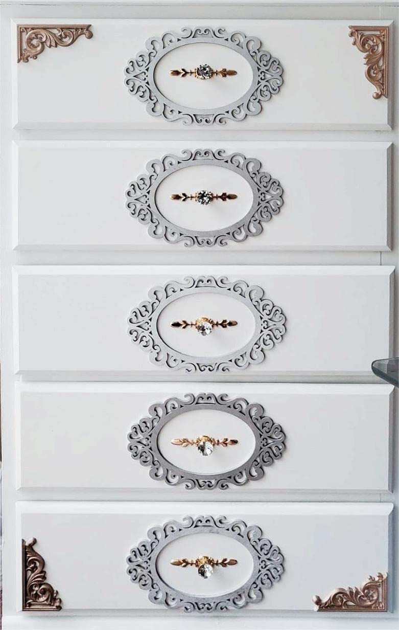 MUXSAM Wood Carved Appliques Corners Onlay, 1-Pair Unpainted Vintage Wooden Carvings Decals for Cabinet Mirror Mantel Fireplace Wall Door Headboard Dresser Wardrobe DIY Project, 13x7cm/5.12"x2.76" - Image 5